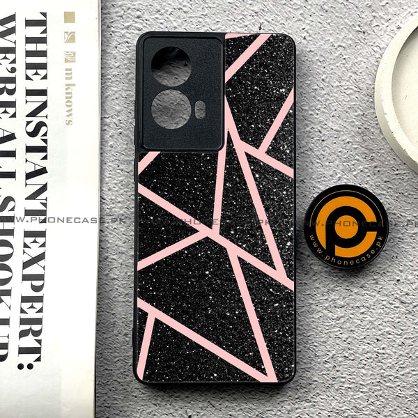 Moto G85 - Black Sparkle Glitter With RoseGold - Premium Printed Glass soft Bumper shock Proof Case