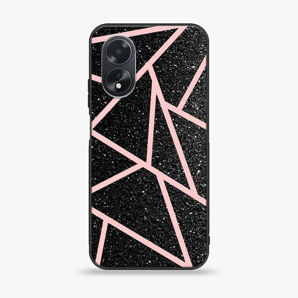 Oppo A18 4G  / Oppo A38 4G - Black Sparkle Glitter With RoseGold Lines -  Premium Printed Metal soft Bumper shock Proof Case CS-8603 CS-26354