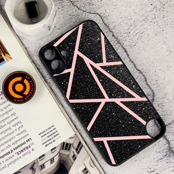 Nothing CMF Phone 1 - Black Sparkle Glitter With Rose Gold Lines - Premium Metal Printed soft Bumper Shock Proof Case