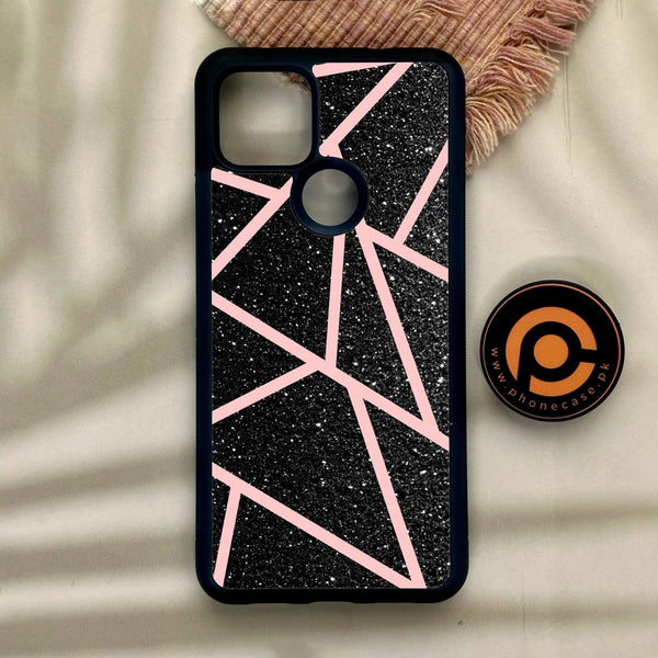 Google Pixel 4a 5G - Black Sparkle Glitter With Rosegold - Premium Metal Printed Soft Bumper Shock Proof Case