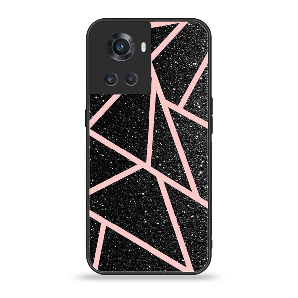 ONEPLUS ACE 5G - Black Sparkle Glitter With RoseGold Lines -  Premium Printed Metal soft Bumper shock Proof Case