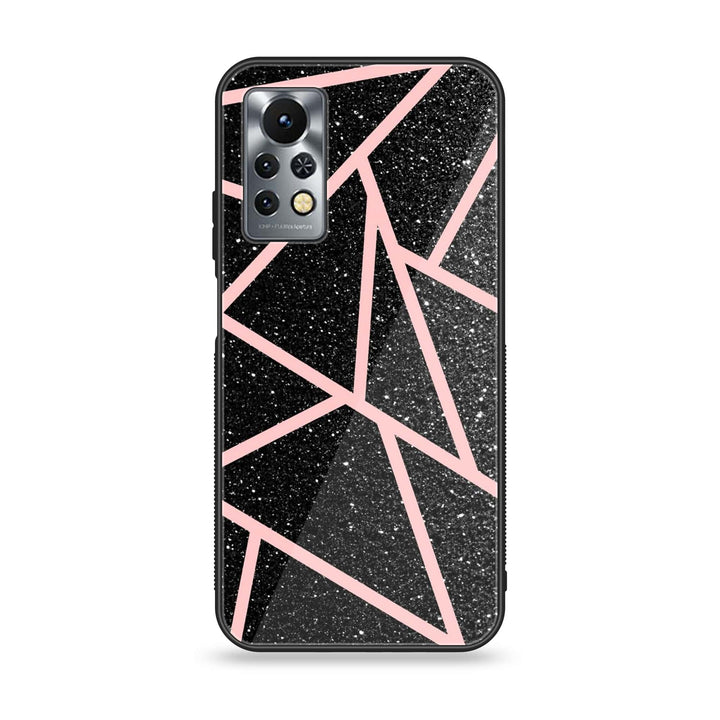 Infinix Note 11s - Black Sparkle Glitter With RoseGold Lines - Premium Metal Printed soft Bumper Shock Proof Case
