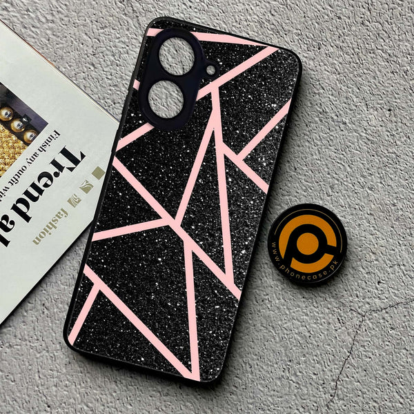 Xiaomi Redmi A5 - Black Sparkle Glitter With RoseGold Lines - Premium Printed Metal soft Bumper Shock Proof Case