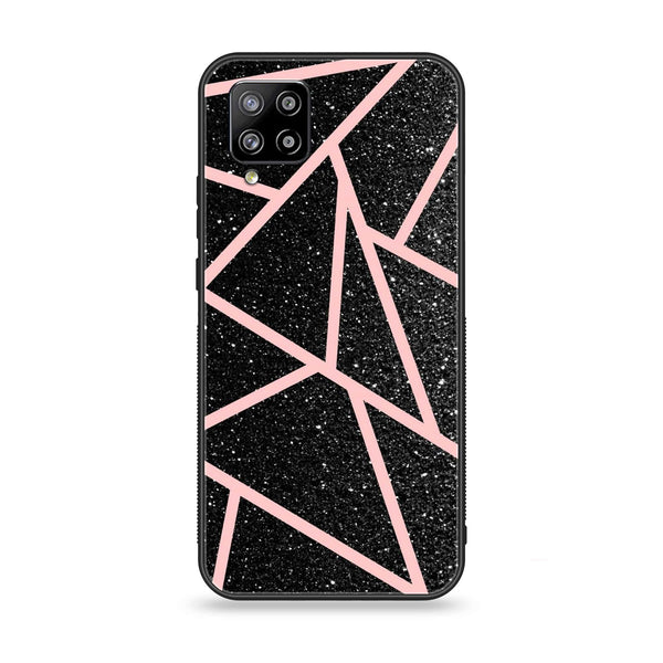 Samsung Galaxy A42 - Black Sparkle Glitter With RoseGold Lines - Premium Printed Glass soft Bumper Shock Proof Case