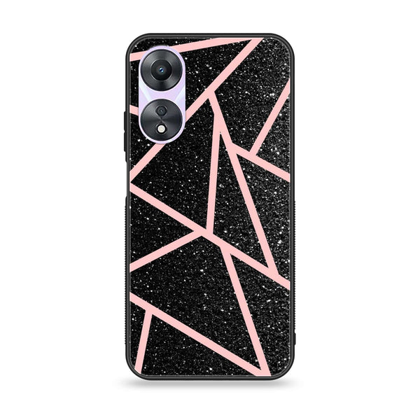 Oppo A78 4G - Black Sparkle Glitter With RoseGold Lines -  Premium Printed Metal soft Bumper shock Proof Case