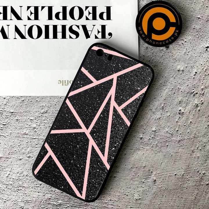 iphone 5 - Black Sparkle Glitter With RoseGold Lines -  Premium Printed Metal soft Bumper shock Proof Case
