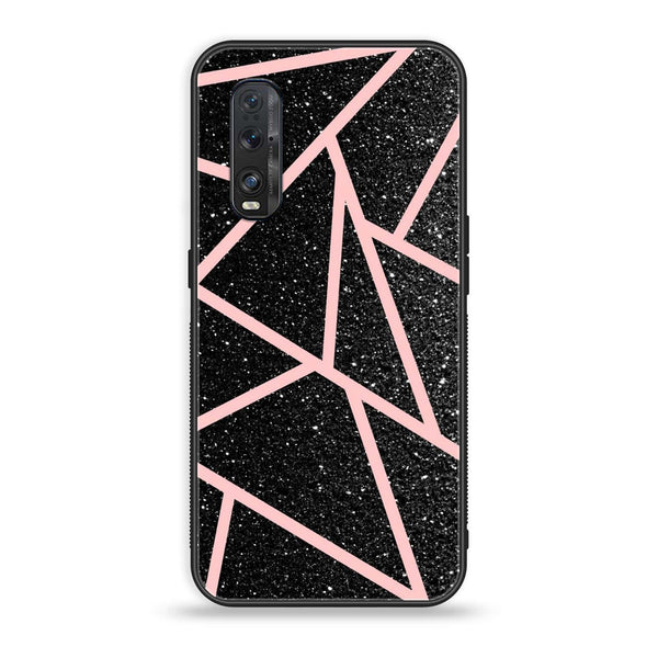 Oppo Find X2 - Black Sparkle Glitter With RoseGold Lines -  Premium Printed Metal soft Bumper shock Proof Case