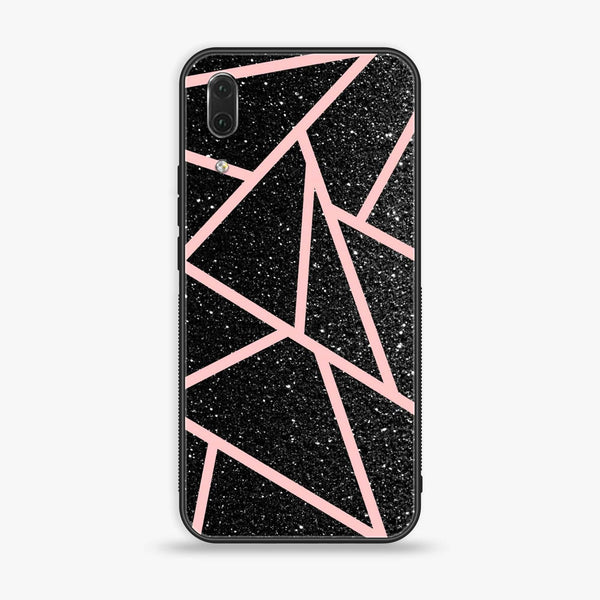 Huawei P20 - Black Sparkle Glitter With Rose Gold Lines - Premium Printed Glass Case