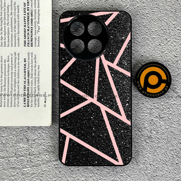 Tecno Spark 30 Pro - Black Sparkle Glitter With RoseGold Lines - Premium Printed Metal soft Bumper shock Proof Case