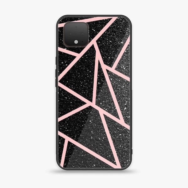 Google Pixel 4 XL - Black Sparkle Glitter With RoseGold Lines - Premium Printed Glass soft Bumper Shock Proof Case