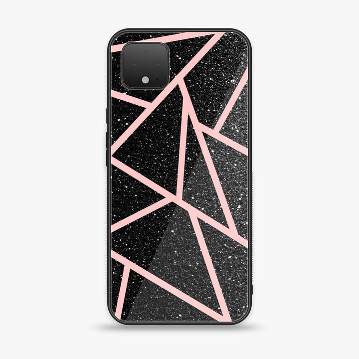 Google Pixel 4 XL - Black Sparkle Glitter With RoseGold Lines - Premium Metal Printed soft Bumper Shock Proof Case