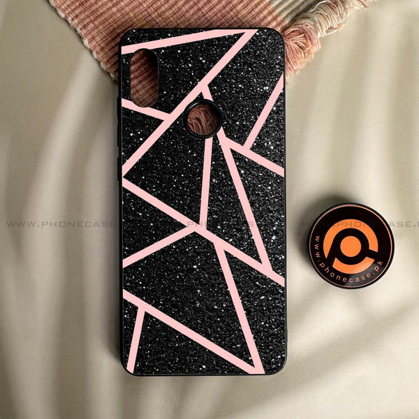 Redmi Note 5/Note 5 Pro - Black Sparkle Glitter With Rose Gold Lines - Premium Metal Printed soft Bumper shock Proof Case