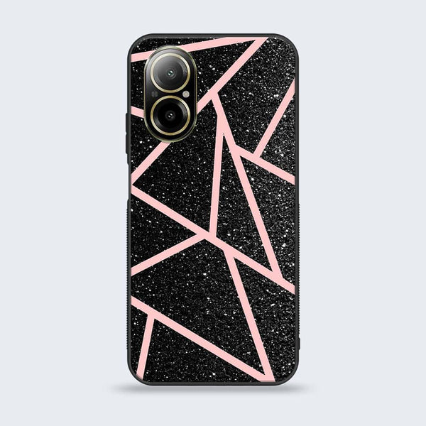 Realme C67 - Black Sparkle Glitter With RoseGold Lines -  Premium Printed Metal soft Bumper shock Proof Case