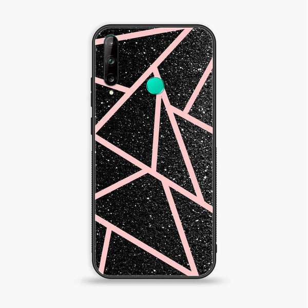 Huawei Y7p - Black Sparkle Glitter With RoseGold Lines - Premium Printed Glass soft Bumper Shock Proof Case