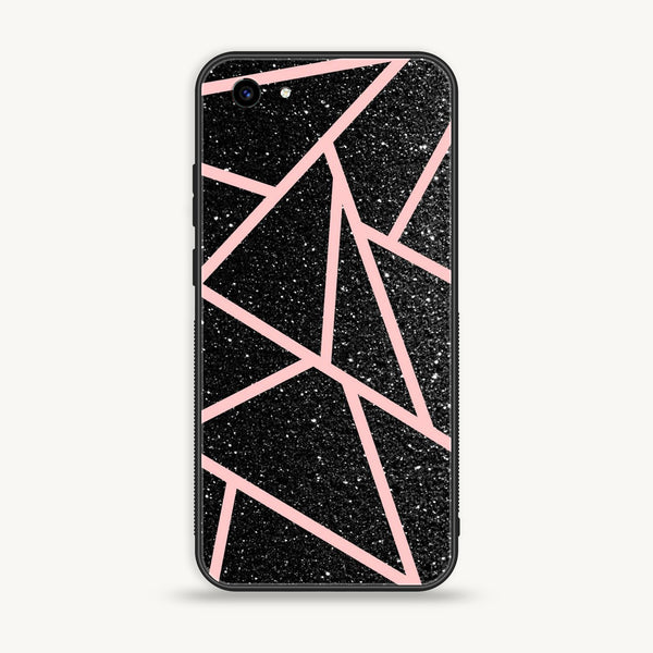 Vivo Y83 - Black Sparkle Glitter With RoseGold Lines  - Premium Printed Glass Case