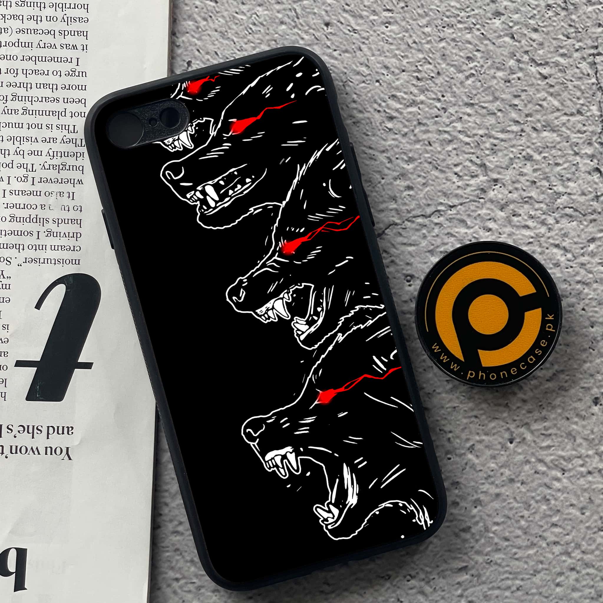 iPhone 7 / 8 - Black Art  Series - Premium Printed Glass soft Bumper shock Proof Case