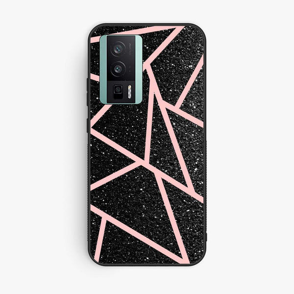 Xiaomi Redmi K60 - Black Sparkle Glitter With Rose Gold Lines - Premium Printed soft Bumper shock Proof Case