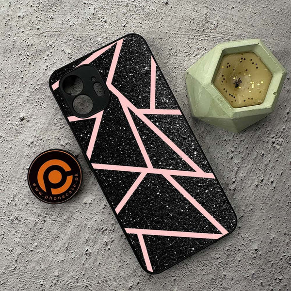 Nothing Phone 2 - Black Sparkle Glitter With Rose Gold Lines - Premium Metal Printed soft Bumper shock Proof Case