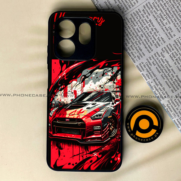 Infinix Hot 50i - Black and Red Supreme Car - Premium Printed Glass soft Bumper Shock Proof Case