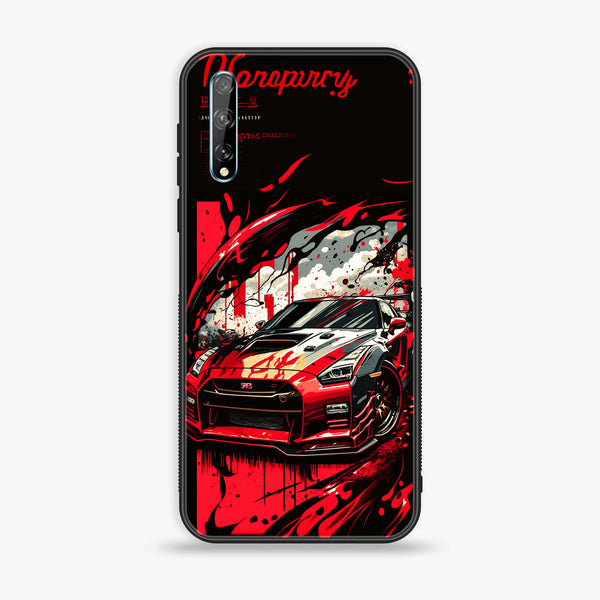 Huawei Y8p - Godzilla Racing Car - Premium Printed Glass soft Bumper Shock Proof Case