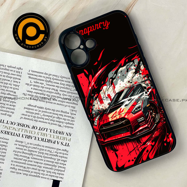 iPhone 16 Plus - Black and Red Supreme Car - Premium Printed Glass soft Bumper shock Proof Case