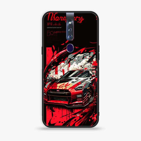 Oppo F11 Pro - Black and Red Supreme Car - Premium Printed Glass soft Bumper shock Proof Case