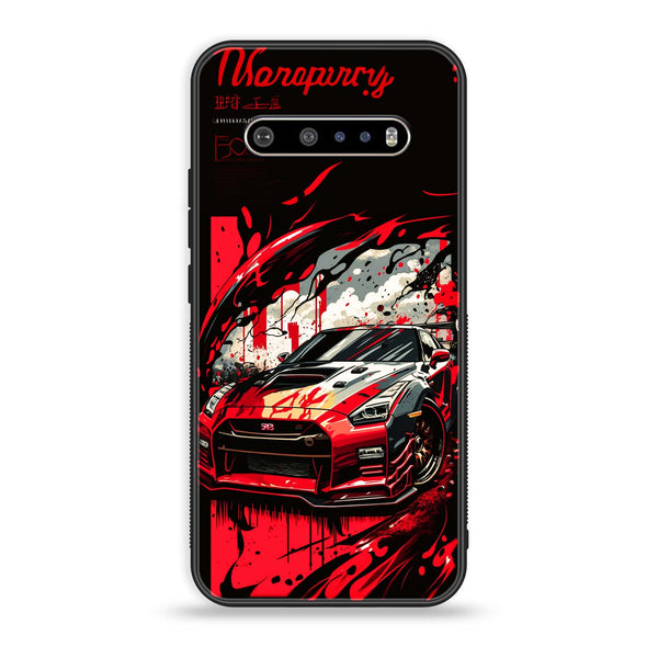 LG V60 - Black and Red Supreme Car - Premium Printed Glass soft Bumper Shock Proof Case