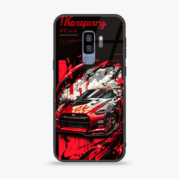 Samsung Galaxy S9 Plus - Black and Red Supreme Car - Premium Printed Glass soft Bumper Shock Proof Case