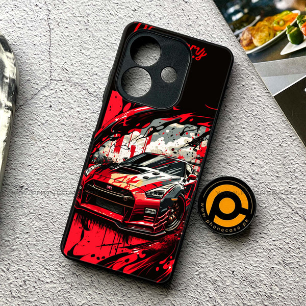 Oppo A3x - Godzilla Racing Car - Premium Printed Glass soft Bumper shock Proof Case