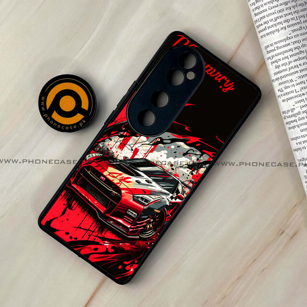 Vivo V40 -Black and Red Supreme Car- Premium Printed Glass soft Bumper shock Proof Case CS-19179 CS-21412