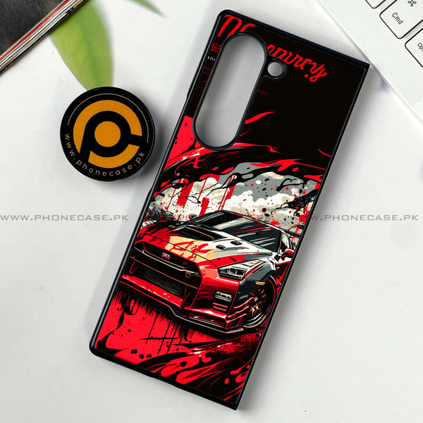 Samsung Galaxy Z Fold 6 - Black and Red Supreme Car -  Premium Printed Metal soft Bumper shock Proof Case