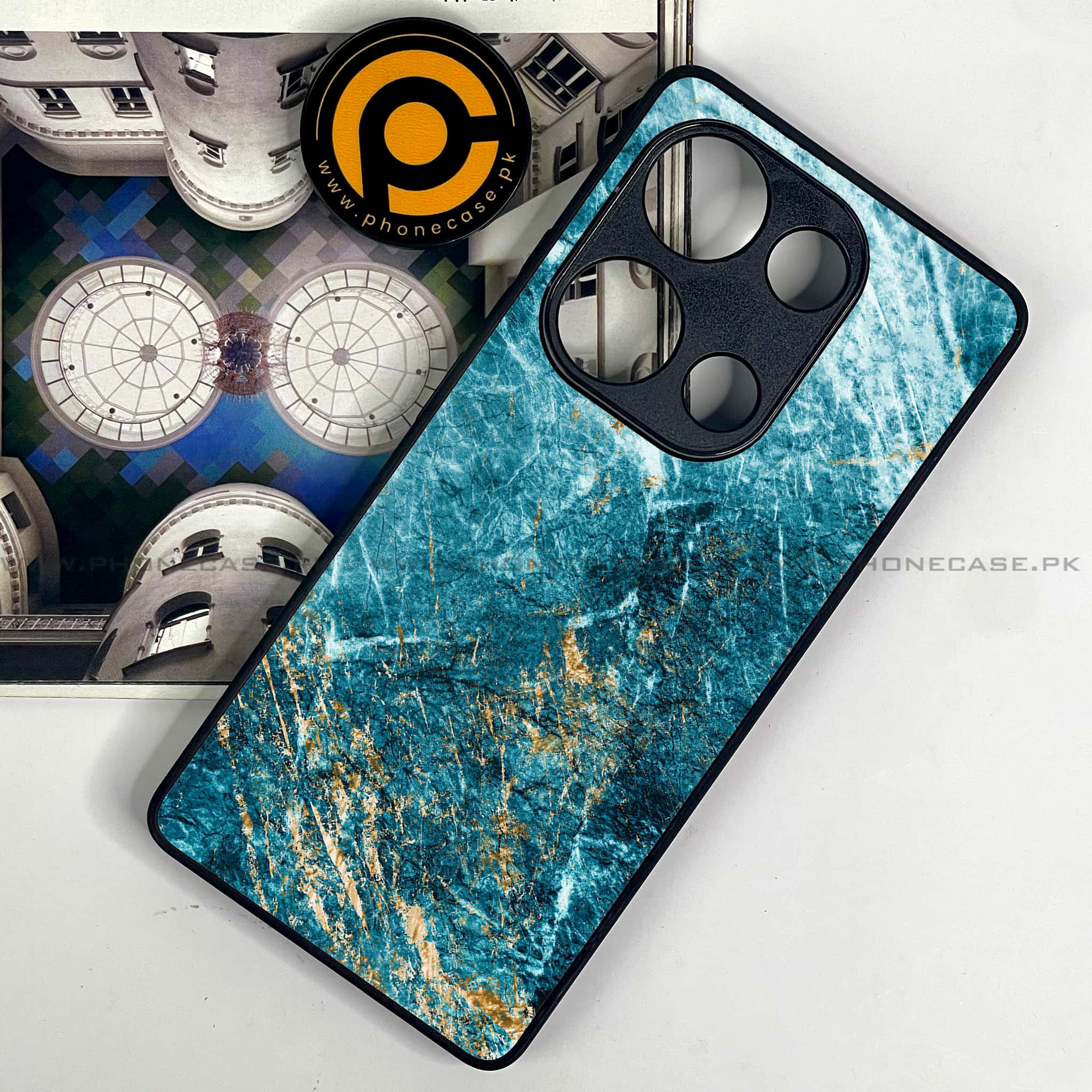Redmi Note 13 Pro 4G - Blue Marble Series V 2.0 - Premium Metal Printed soft Bumper shock Proof Case