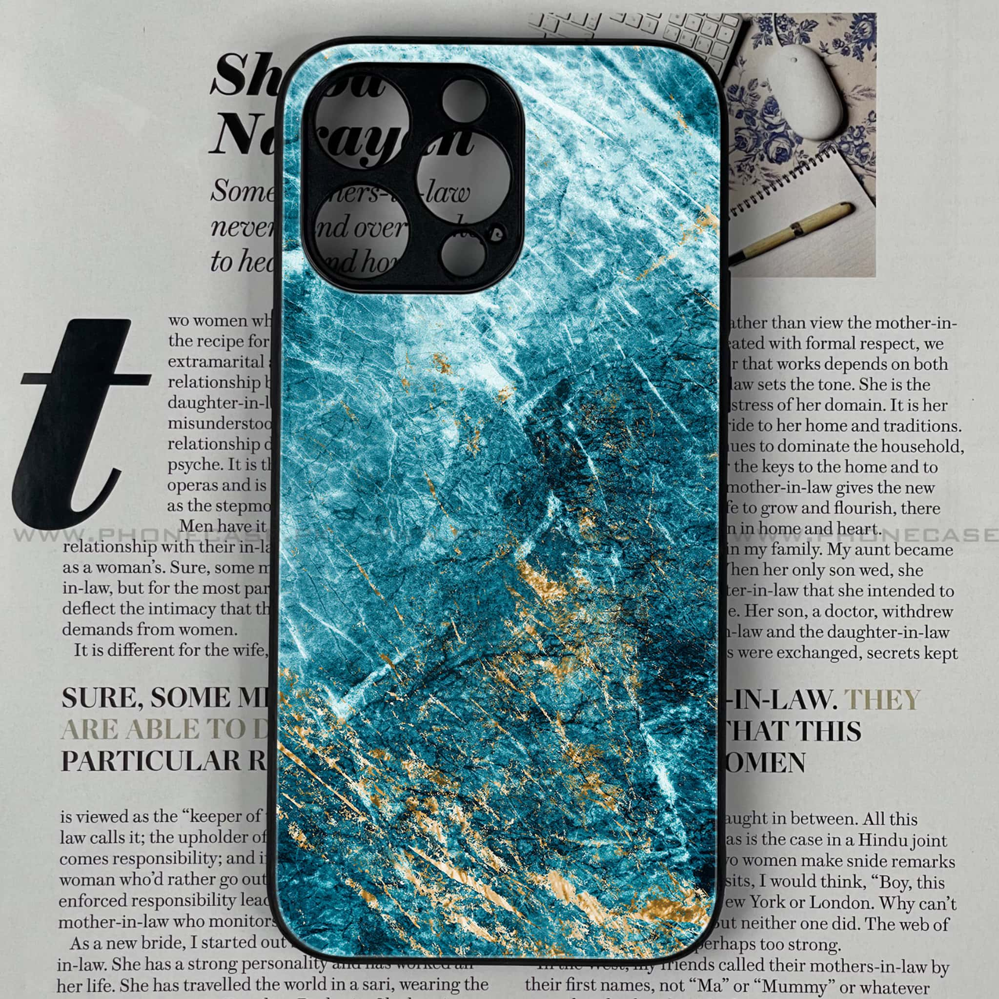 iPhone 15 Pro - Blue Marble Series V 2.0 - Premium Printed Glass soft Bumper shock Proof Case