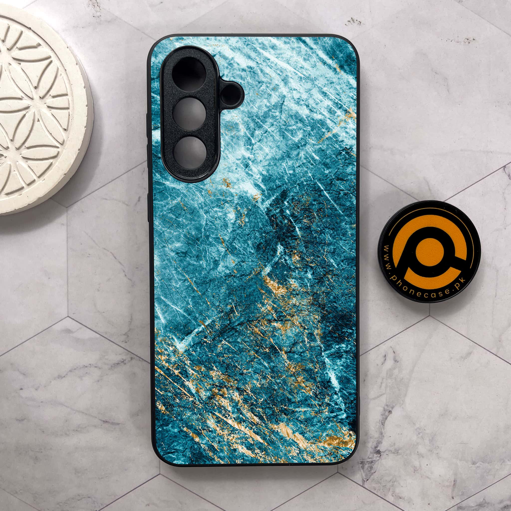 Samsung Galaxy A26 5G -  Blue Marble 2.0 Series - Premium Metal Printed soft Bumper shock Proof Case