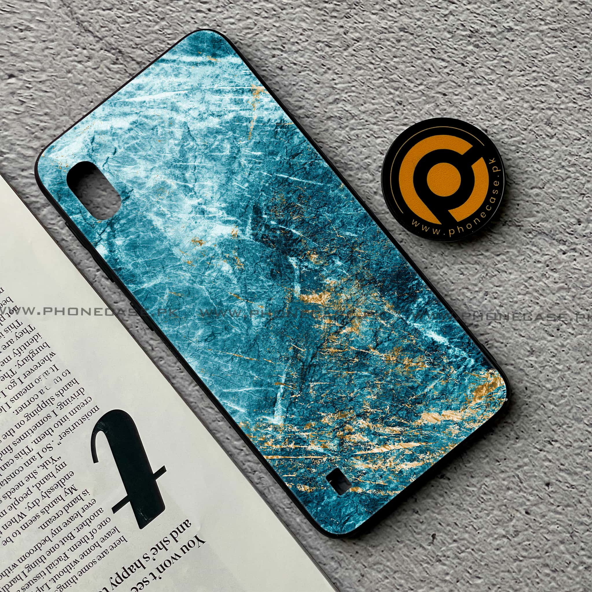 Samsung Galaxy A10 - Blue Marble Series V 2.0 - Premium Printed Glass soft Bumper shock Proof Case