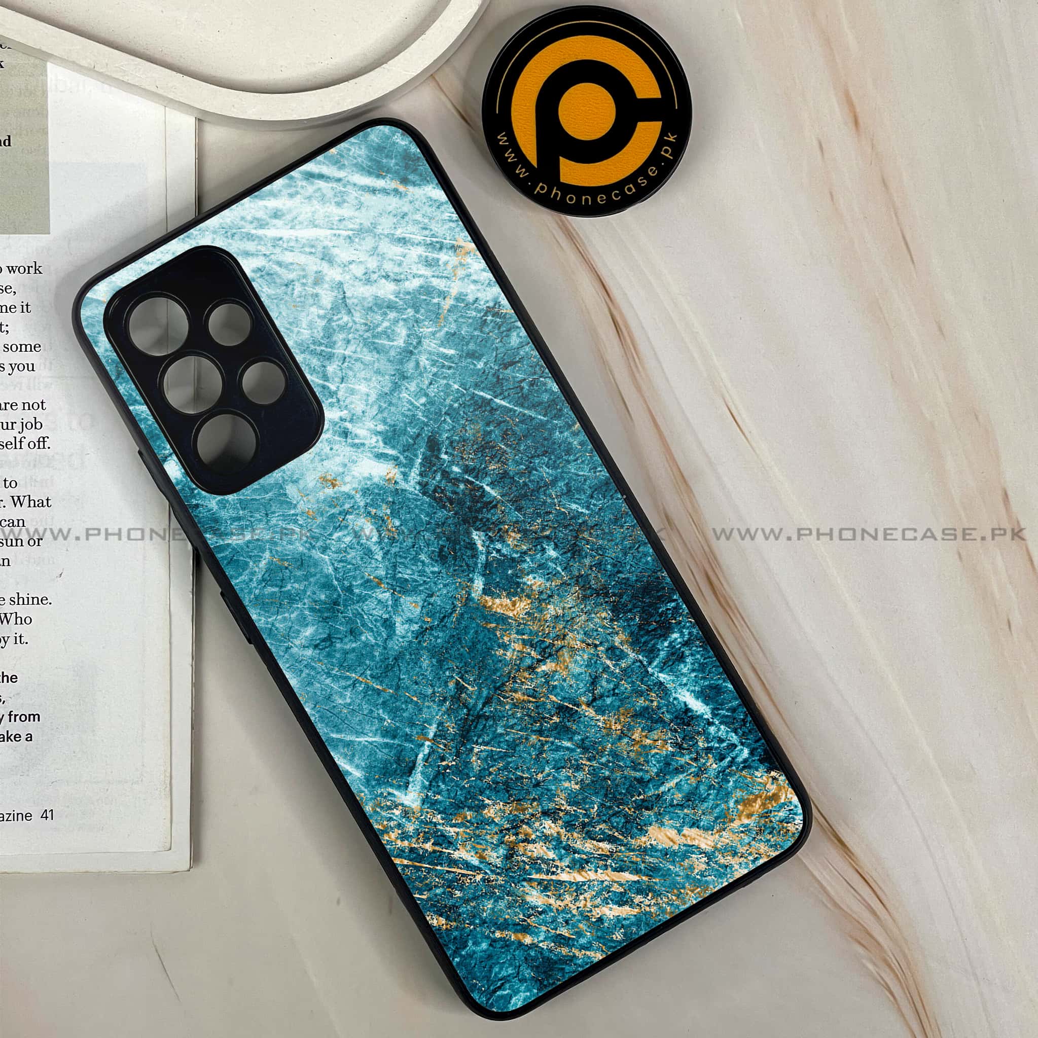 Samsung Galaxy A32 4G - Blue Marble Series V 2.0 - Premium Printed Glass soft Bumper shock Proof Case