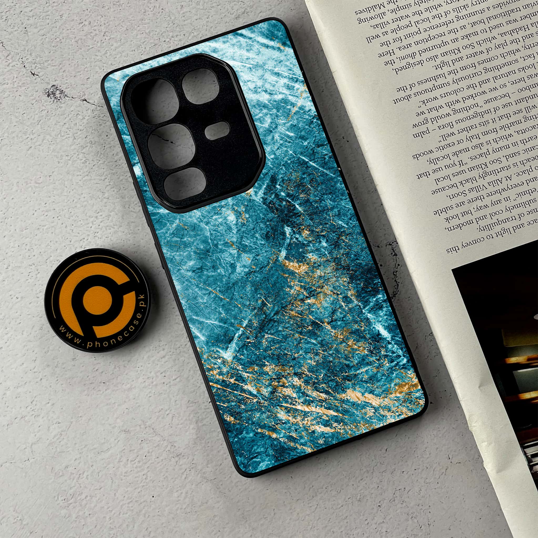 Infinix Note 50 Pro Plus - Blue Marble 2.0 Series - Premium Metal Printed Soft Bumper Shockproof Case
