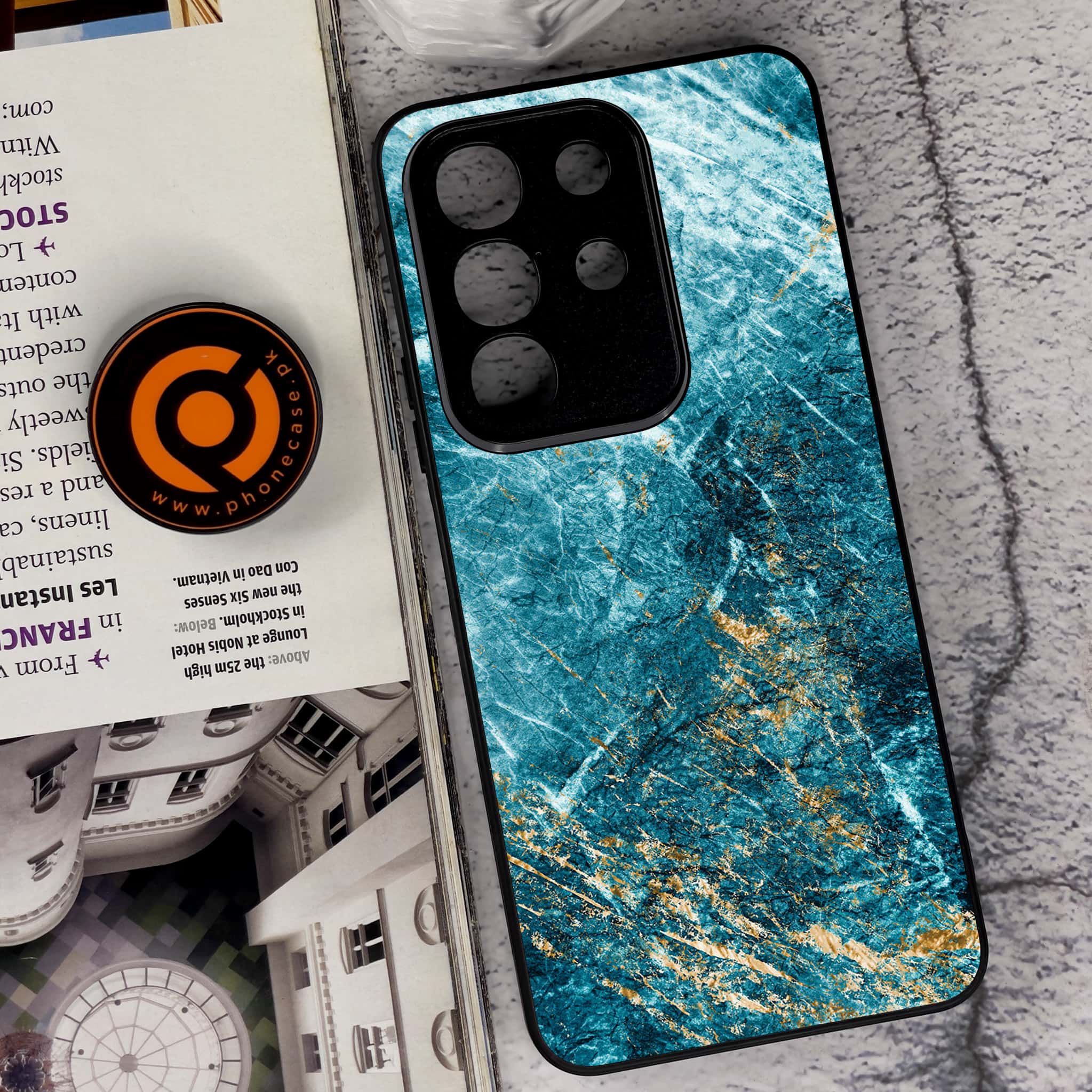 Vivo Y29 4G - Blue Marble 2.0 Series - Premium Metal Printed soft Bumper Shock Proof Case