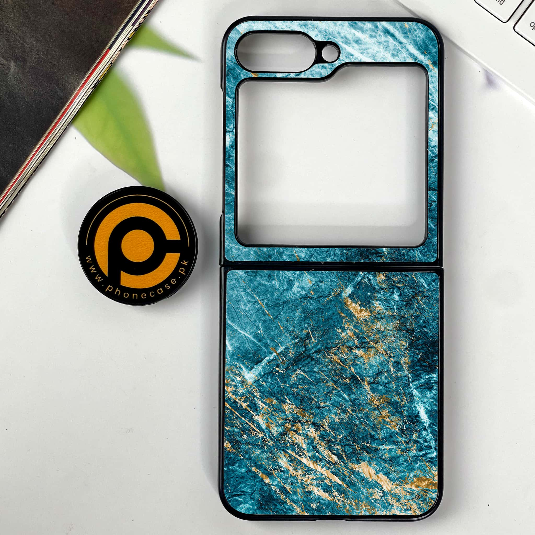 Galaxy Z Flip 6 - Blue Marble 2.0 Series - Premium Printed Glass soft Bumper shock Proof Case