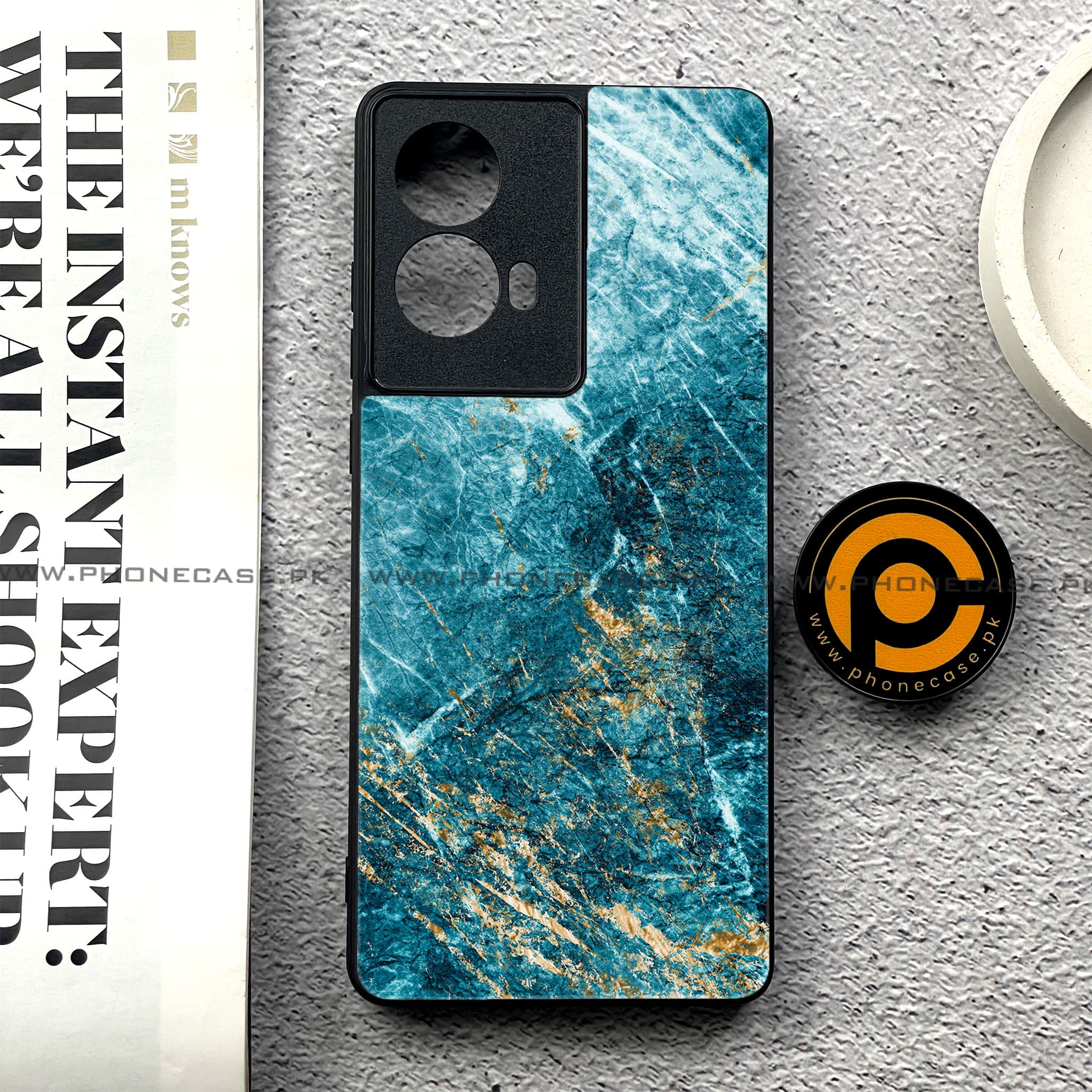 Moto G85 - Blue Marble 2.0 Series - Premium Printed Glass soft Bumper shock Proof Case