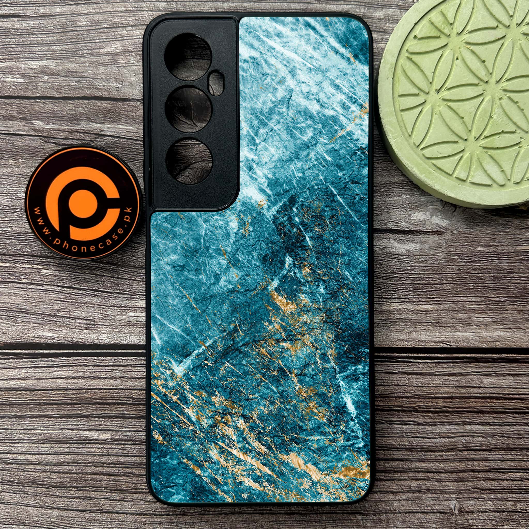 Realme C65  - Blue Marble 2.0 Series - Premium Metal Printed soft Bumper shock Proof Case