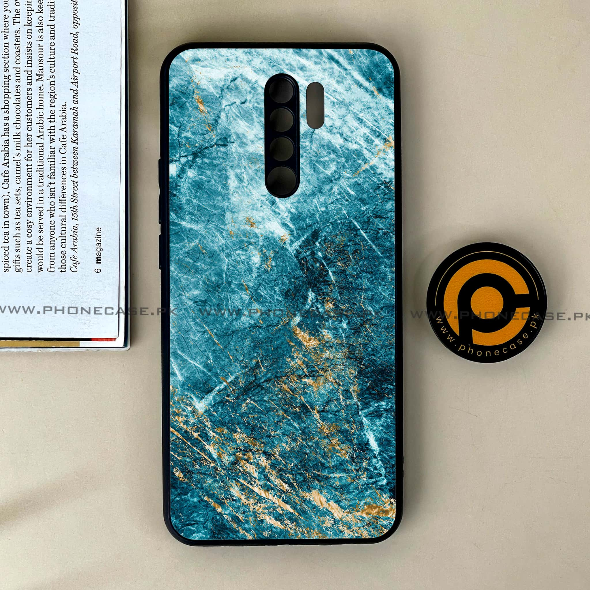 Xiaomi Redmi 9 - Blue Marble Series V 2.0 - Premium Printed Glass soft Bumper shock Proof Case