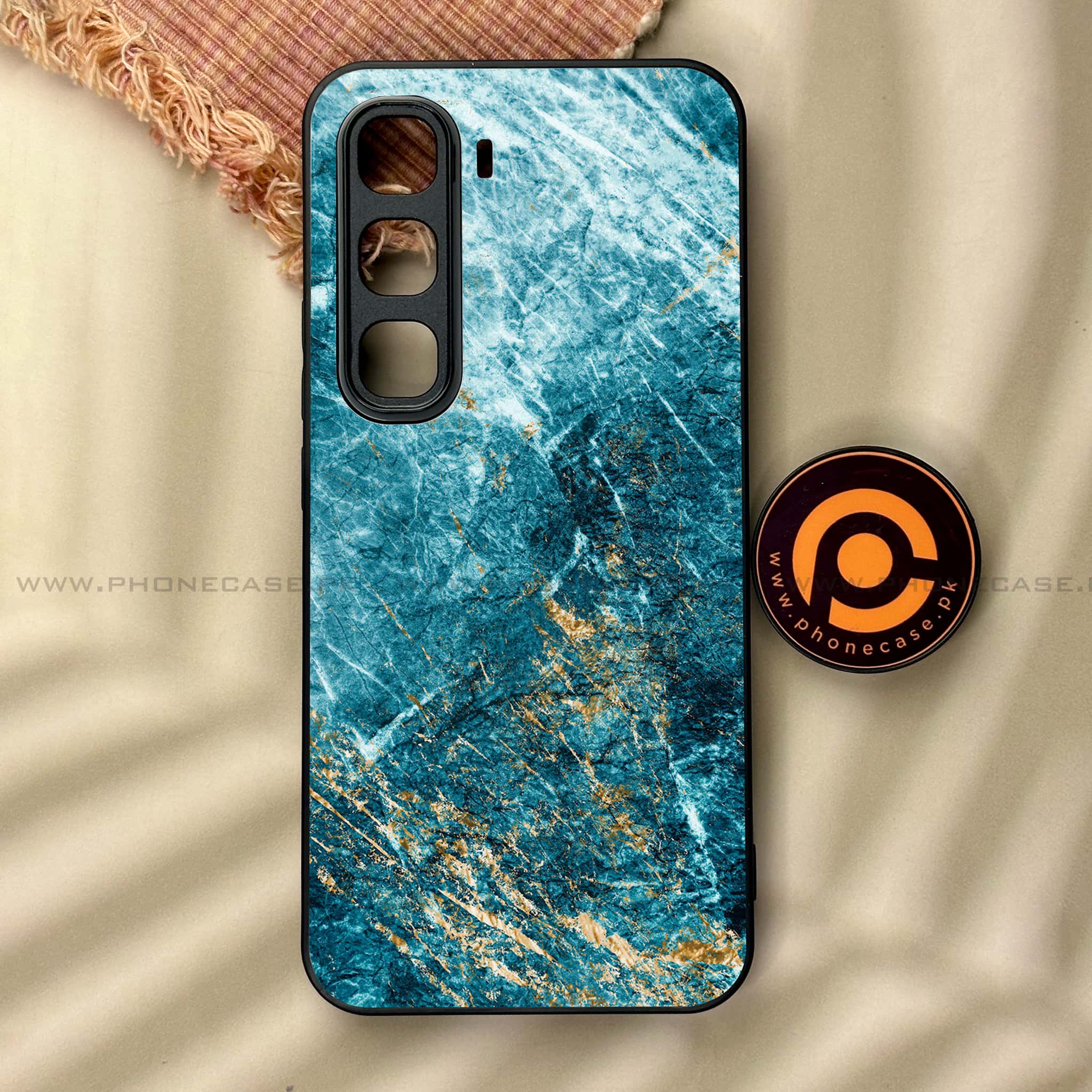 Infinix Hot 60 Pro - Blue Marble 2.0 Series - Premium Metal Printed soft Bumper shock Proof Case