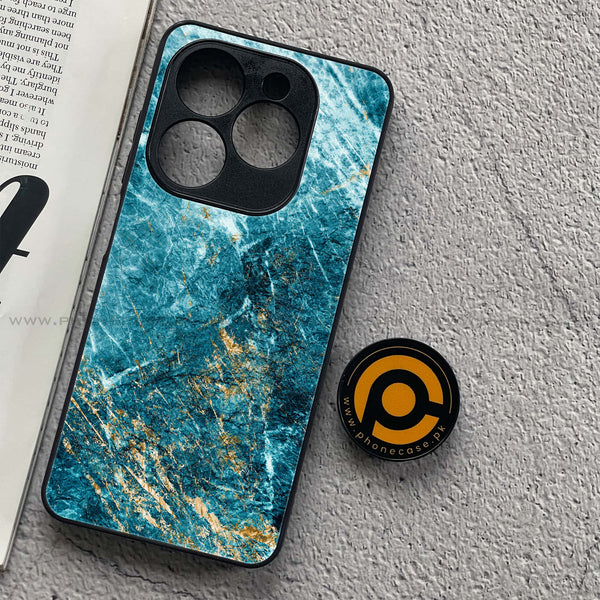 Infinix Smart 8 Pro - Blue Marble Series - Premium Metal Printed soft Bumper shock Proof Case