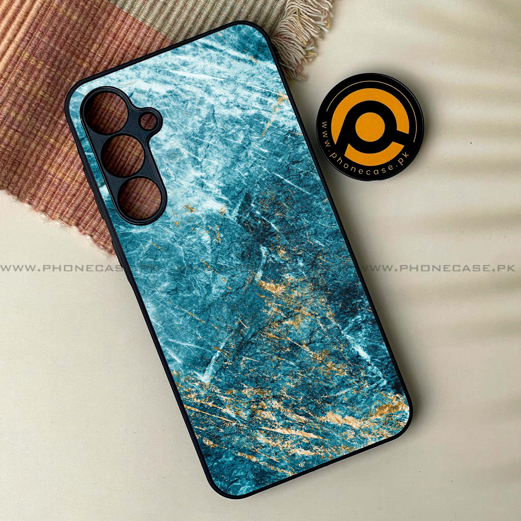 Samsung Galaxy S24 FE - Blue Marble Series V 2.0 - Premium Metal Printed soft Bumper shock Proof Case