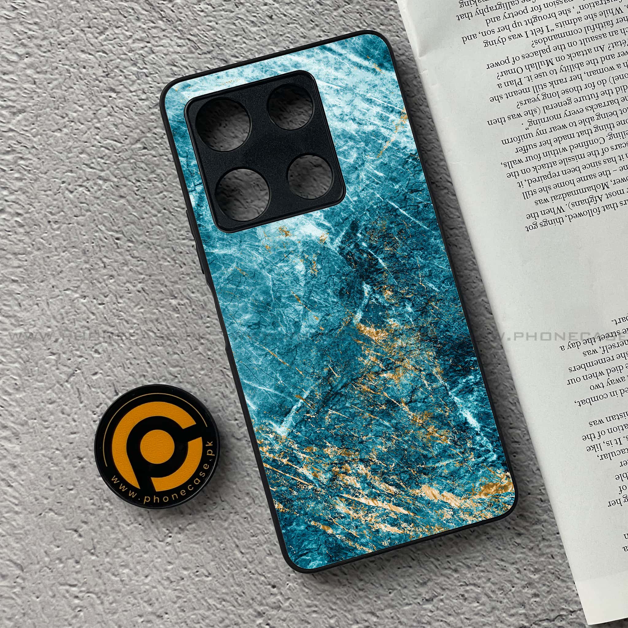 Infinix Note 30 Pro - Blue Marble Series V 2.0 - Premium Metal Printed soft Bumper shock Proof Case