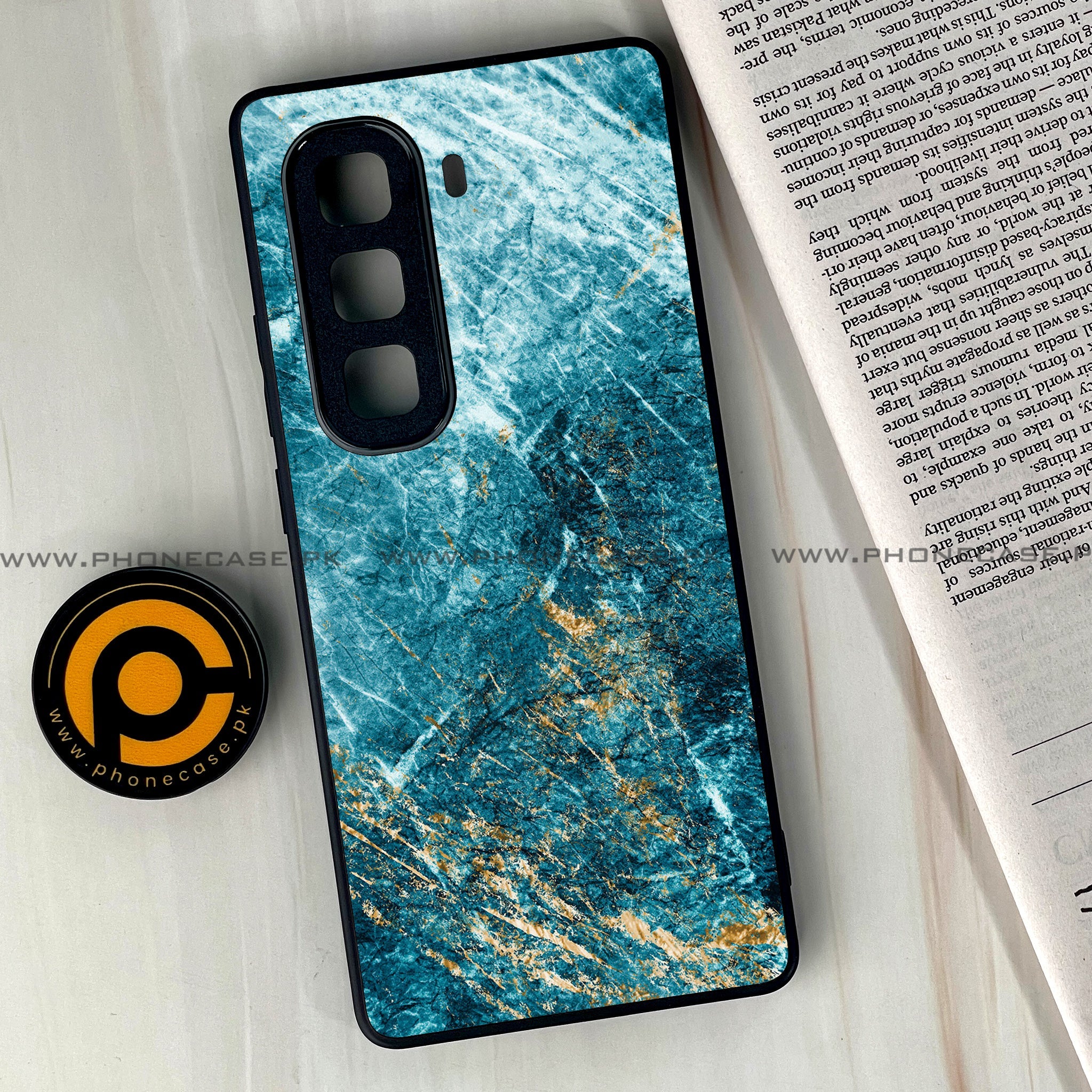 Infinix Hot 60 Pro Plus - Blue Marble 2.0 Series - Premium Metal Printed soft Bumper shock Proof Case