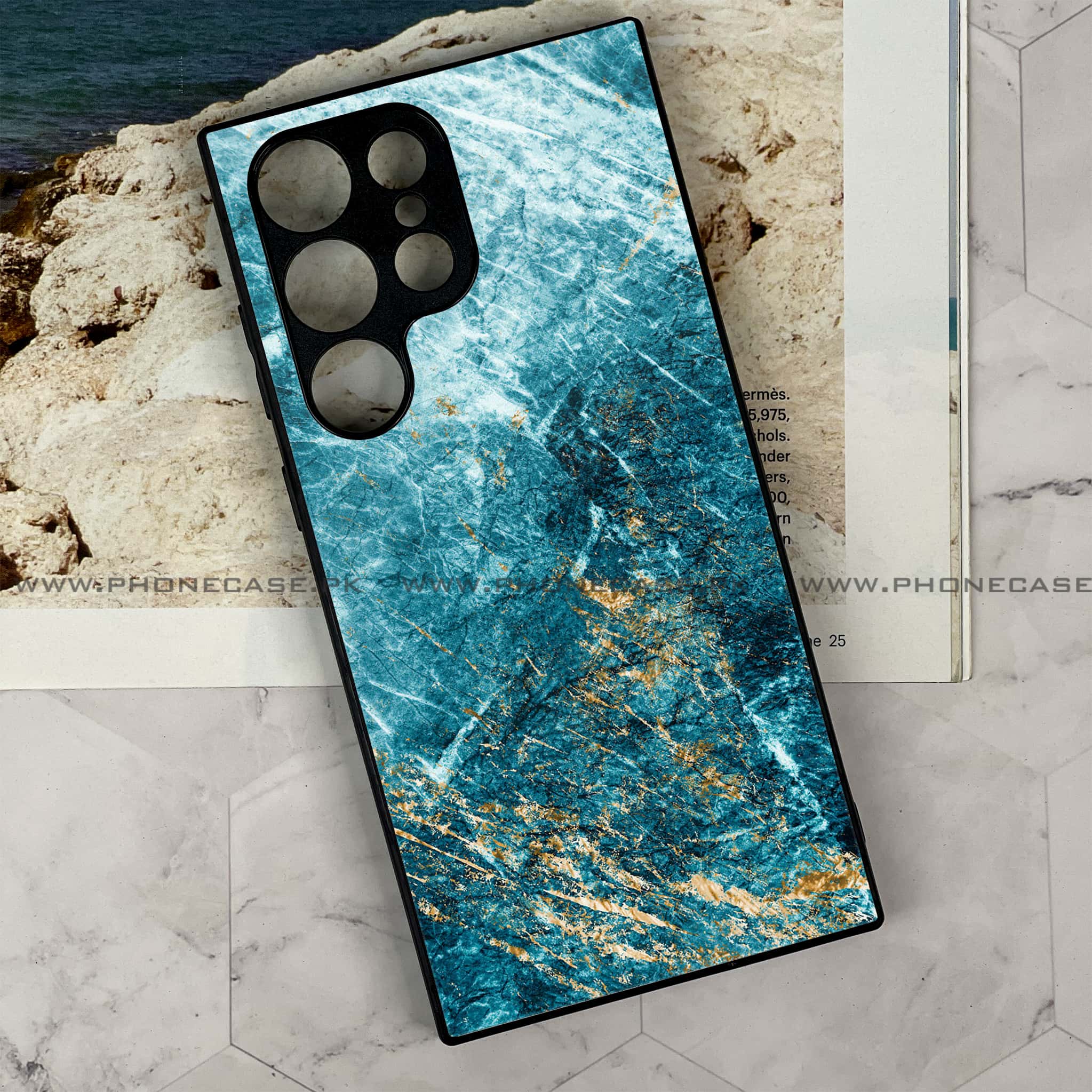 Samsung Galaxy S24 Ultra - Blue Marble Series V 2.0 - Premium Metal Printed soft Bumper shock Proof Case