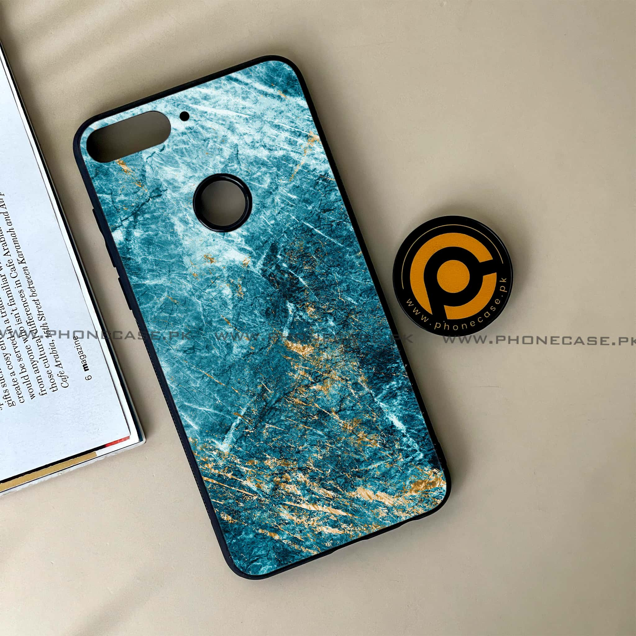 Huawei Y7 Prime (2018) - Blue Marble Series V 2.0 - Premium Printed Glass soft Bumper shock Proof Case