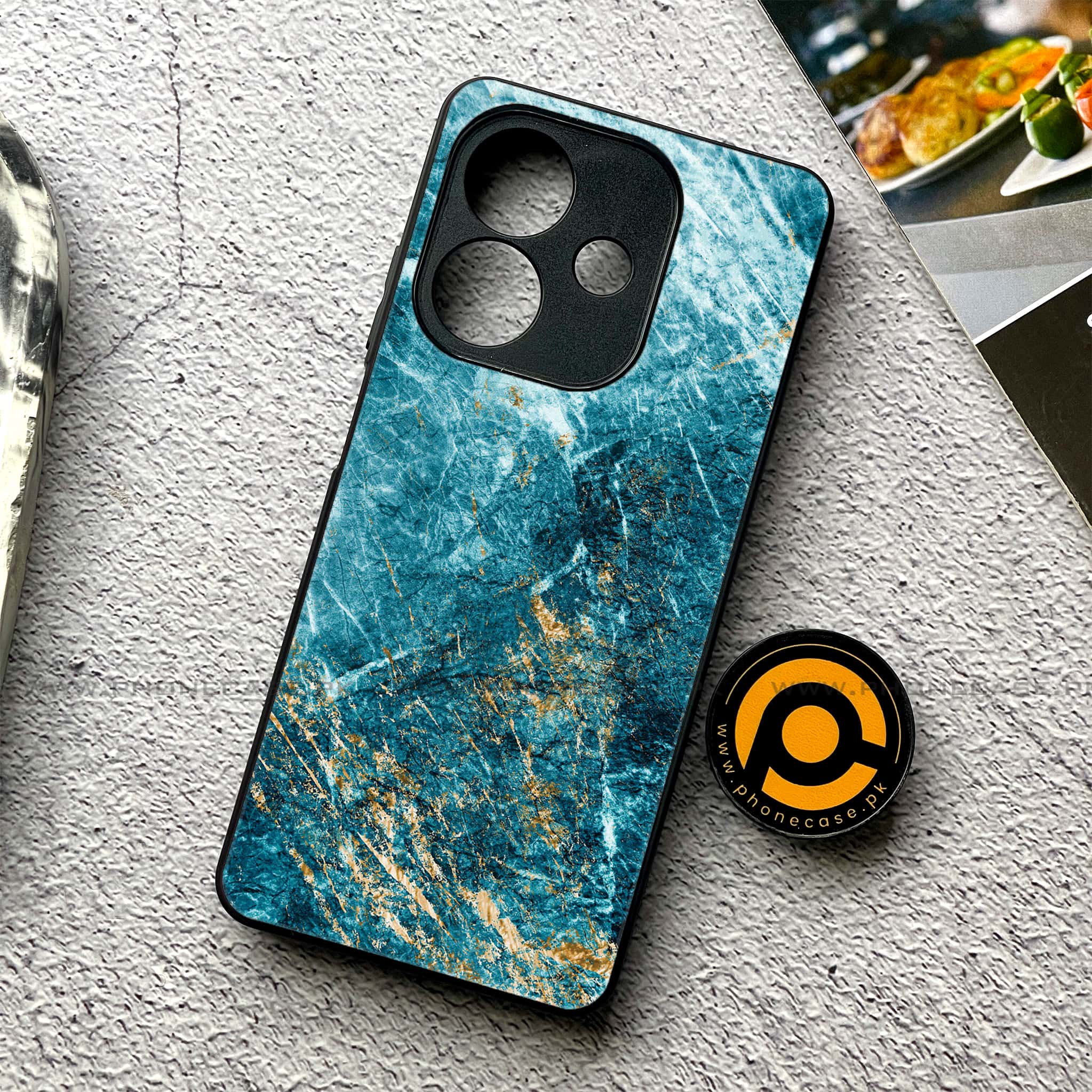 Oppo A5i - Blue Marble 2.0 Series - Premium Metal Printed soft Bumper shock Proof Case